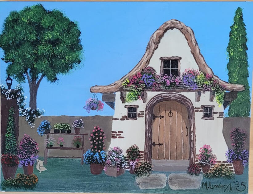 This whimsical painting titled "Garden Shed #3" Great gift for the avid gardener. $45.00