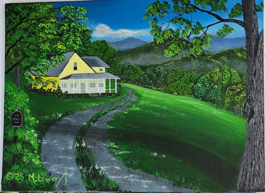 Mountain Home 9"x12" on Canvas Board $45.00