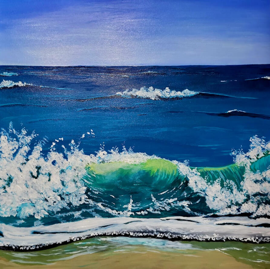 This beautiful 10" x 10" piece was inspired by the rolling waves of Florida. So I call it Calming Waves - $100.00