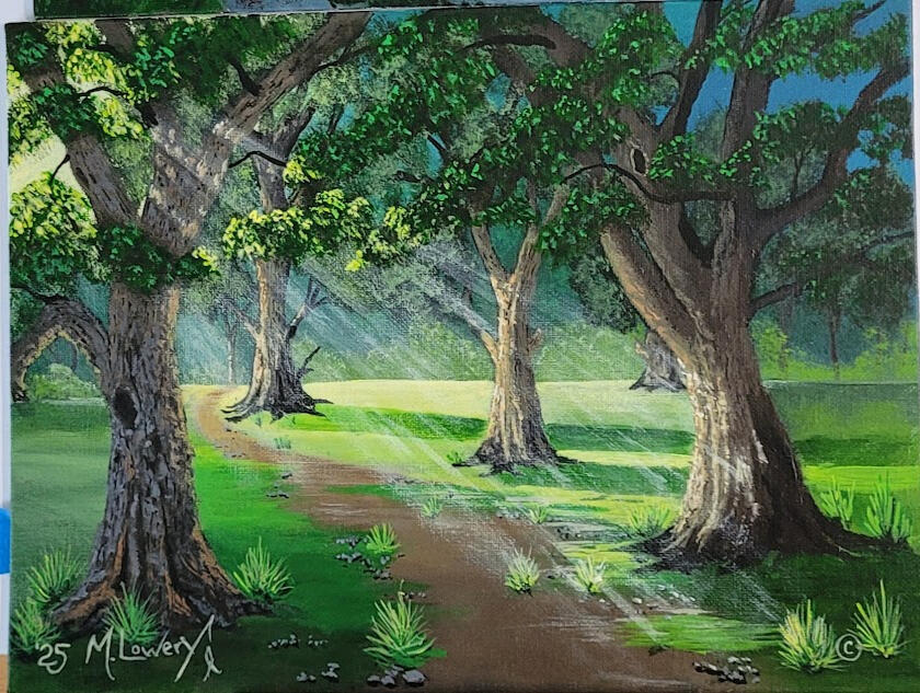 Peaceful Park 9&quot;x12&quot; on Canvas Board $45.00