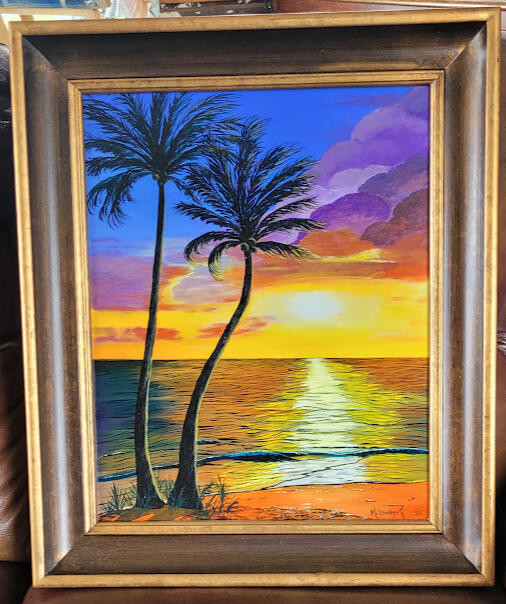 This beautiful Framed Original Painting titled "Sweet Sunset" 16"x20" panel. Over all measurements 21 1/4" x 25 1/8" $320.00